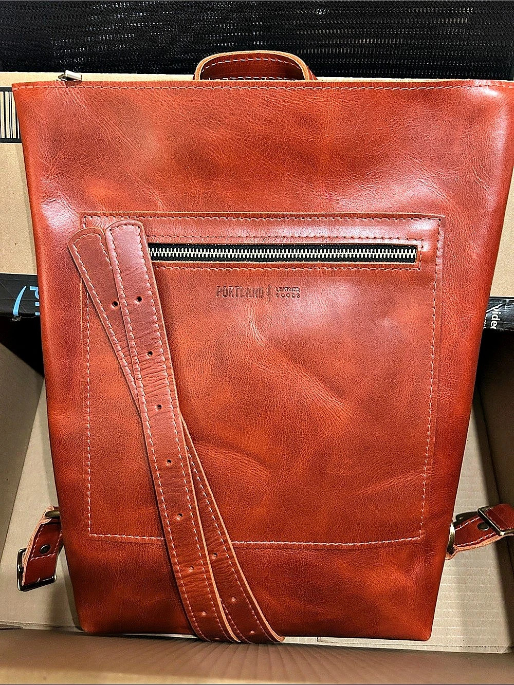 Portland Leather Backpack in Red -  New